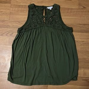 Crocheted cotton blend tank